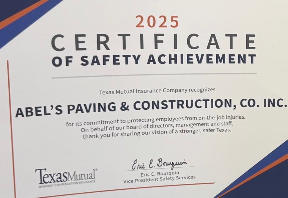 2025 Certificate of Safety Achievement